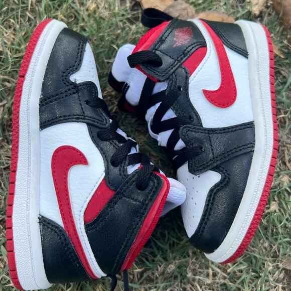 Nike Air Jordan 1 Mid TD 'White Black  640735-122 Toddler Size 7C (1MS) - Picture 2 of 7